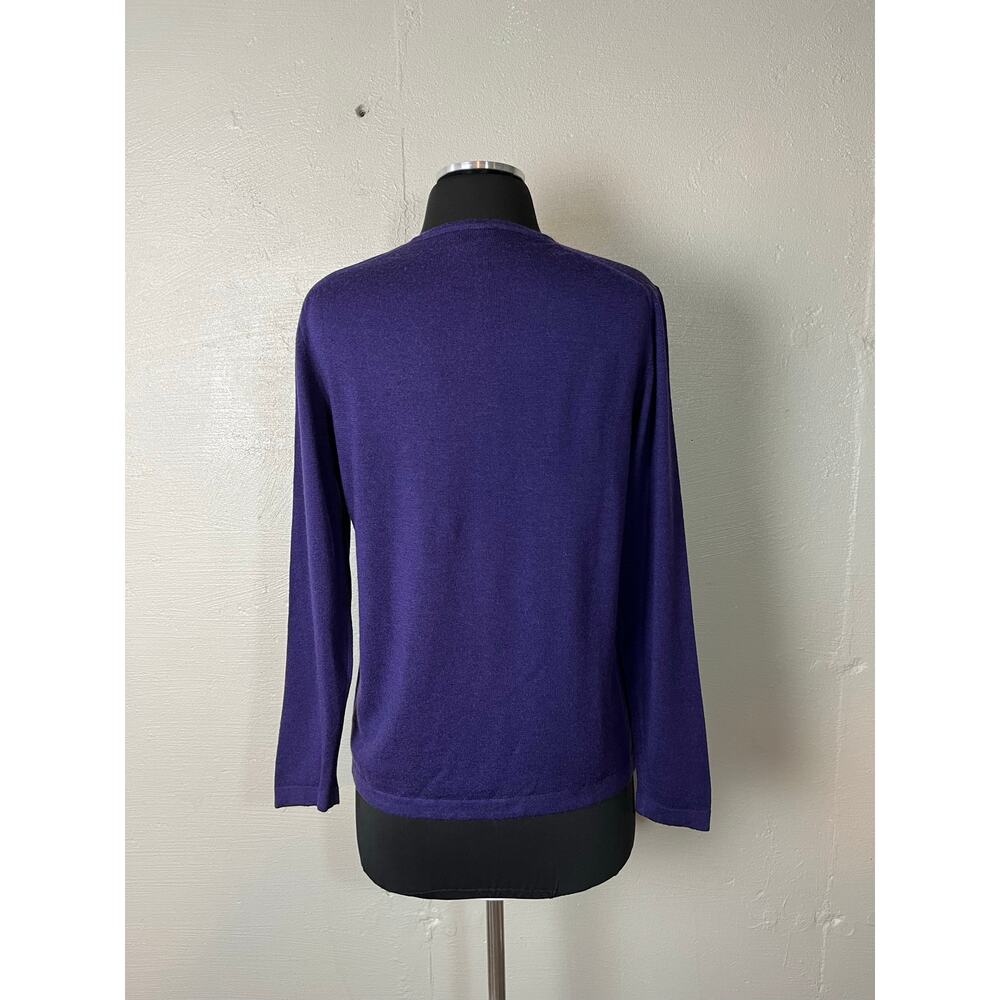 Sutton Studio 100% Merino Wool Sweater Women’s Purple Round Neck Size Medium - Picture 2 of 9